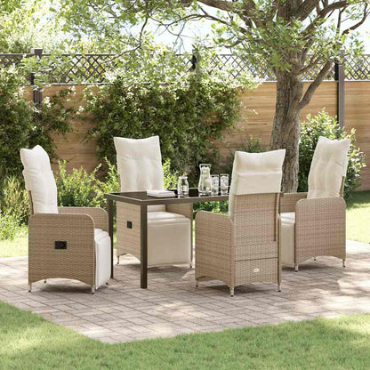 Set da Pranzo per Giardino con cuscino 5 pcs Beige Poly Rattan - homemem39