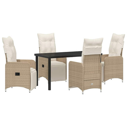 Set da Pranzo per Giardino con cuscino 5 pcs Beige Poly Rattan - homemem39
