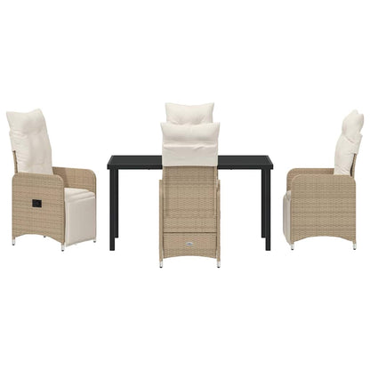 Set da Pranzo per Giardino con cuscino 5 pcs Beige Poly Rattan - homemem39