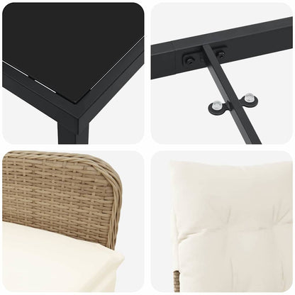 Set da Pranzo per Giardino con cuscino 5 pcs Beige Poly Rattan - homemem39