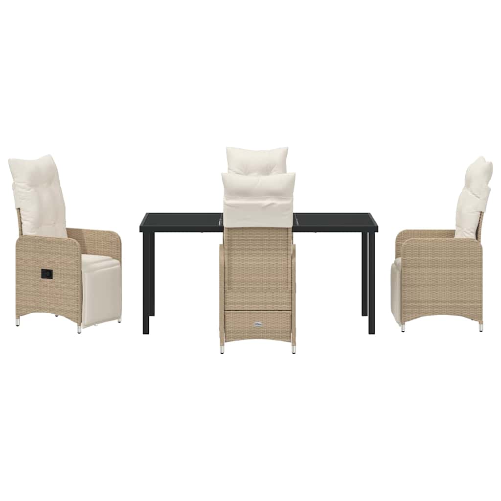 Set da Pranzo per Giardino con cuscino 5 pcs Beige Poly Rattan - homemem39
