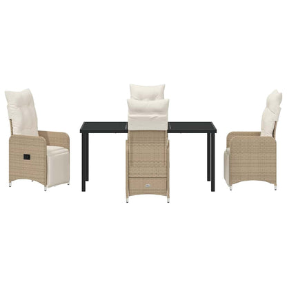 Set da Pranzo per Giardino con cuscino 5 pcs Beige Poly Rattan - homemem39