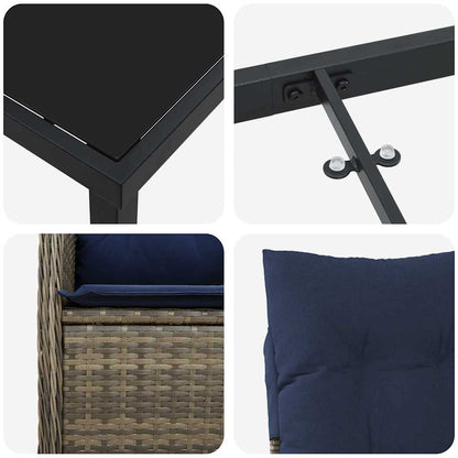 Set da Pranzo per Giardino 3 pcs Grigio polyrattan - homemem39