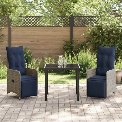 Set da Pranzo per Giardino 3 pcs Grigio polyrattan - homemem39