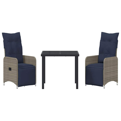 Set da Pranzo per Giardino 3 pcs Grigio polyrattan - homemem39