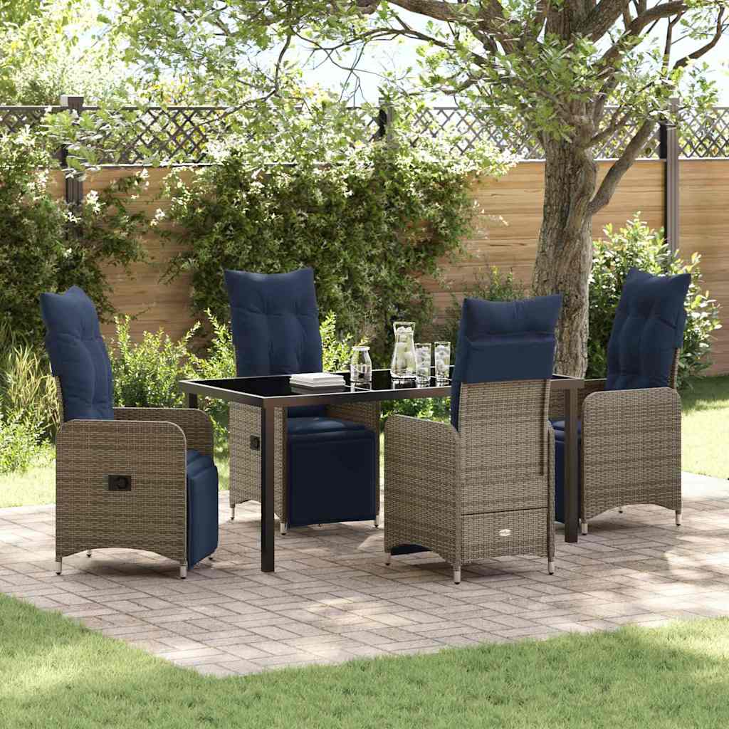 Set da Pranzo per Giardino 5 pcs Grigio polyrattan - homemem39