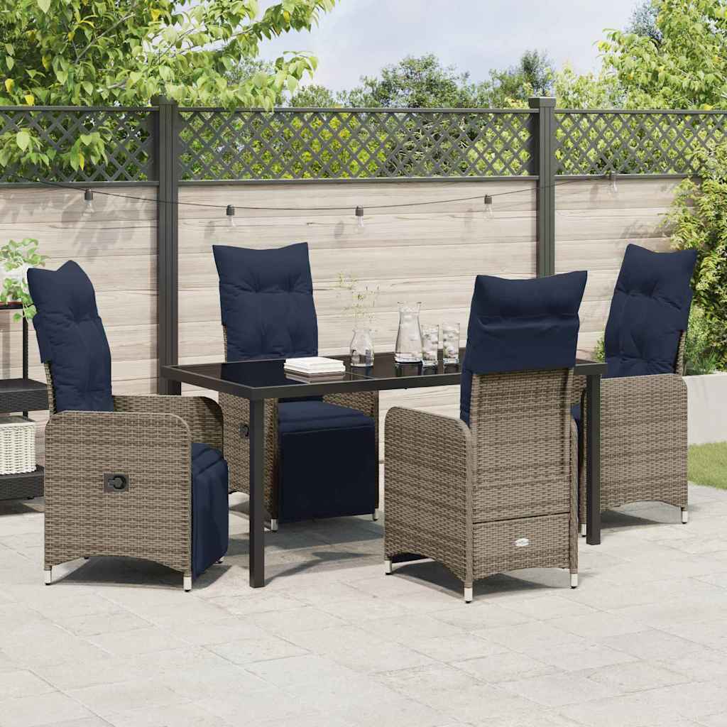 Set da Pranzo per Giardino 5 pcs Grigio polyrattan - homemem39