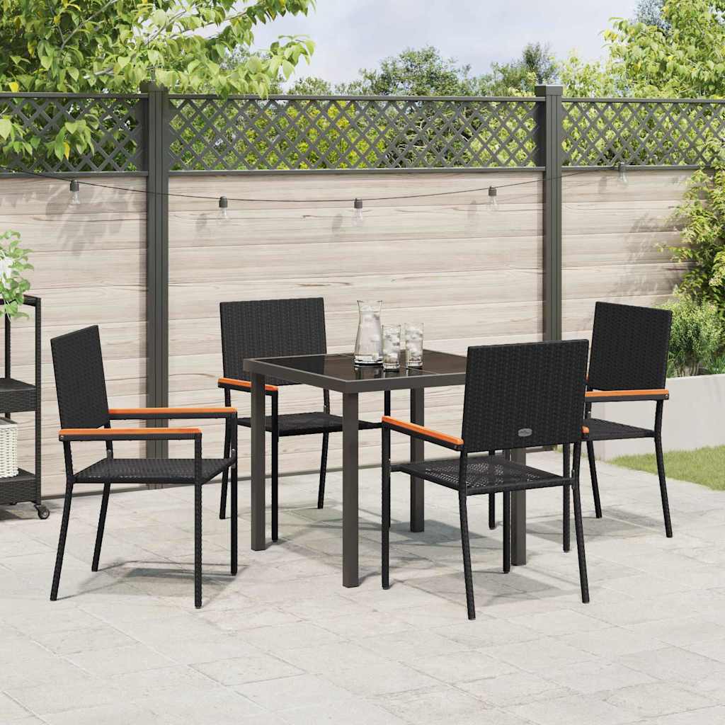 Set da Pranzo per Giardino 5 pcs Nero Poly Rattan - homemem39