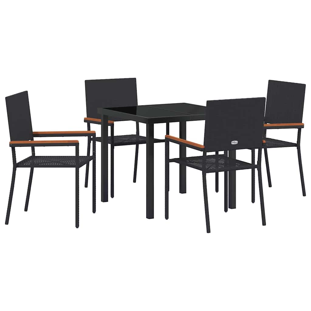 Set da Pranzo per Giardino 5 pcs Nero Poly Rattan - homemem39