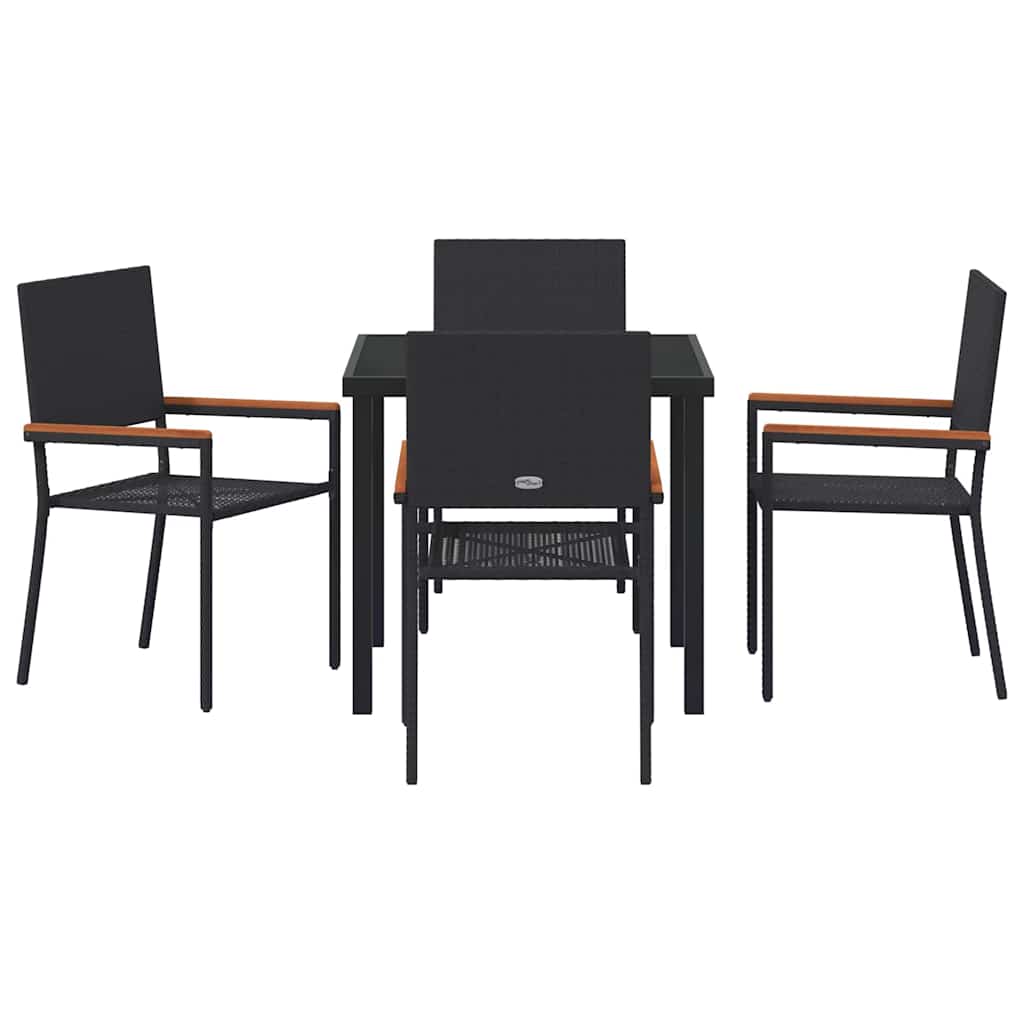 Set da Pranzo per Giardino 5 pcs Nero Poly Rattan - homemem39