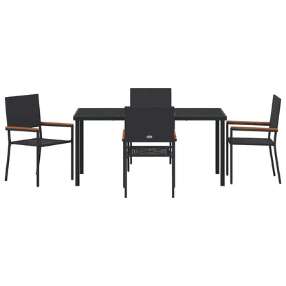 Set da Pranzo per Giardino 5 pcs Nero Poly Rattan - homemem39