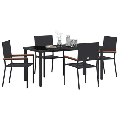 Set da Pranzo per Giardino 5 pcs Nero Poly Rattan - homemem39