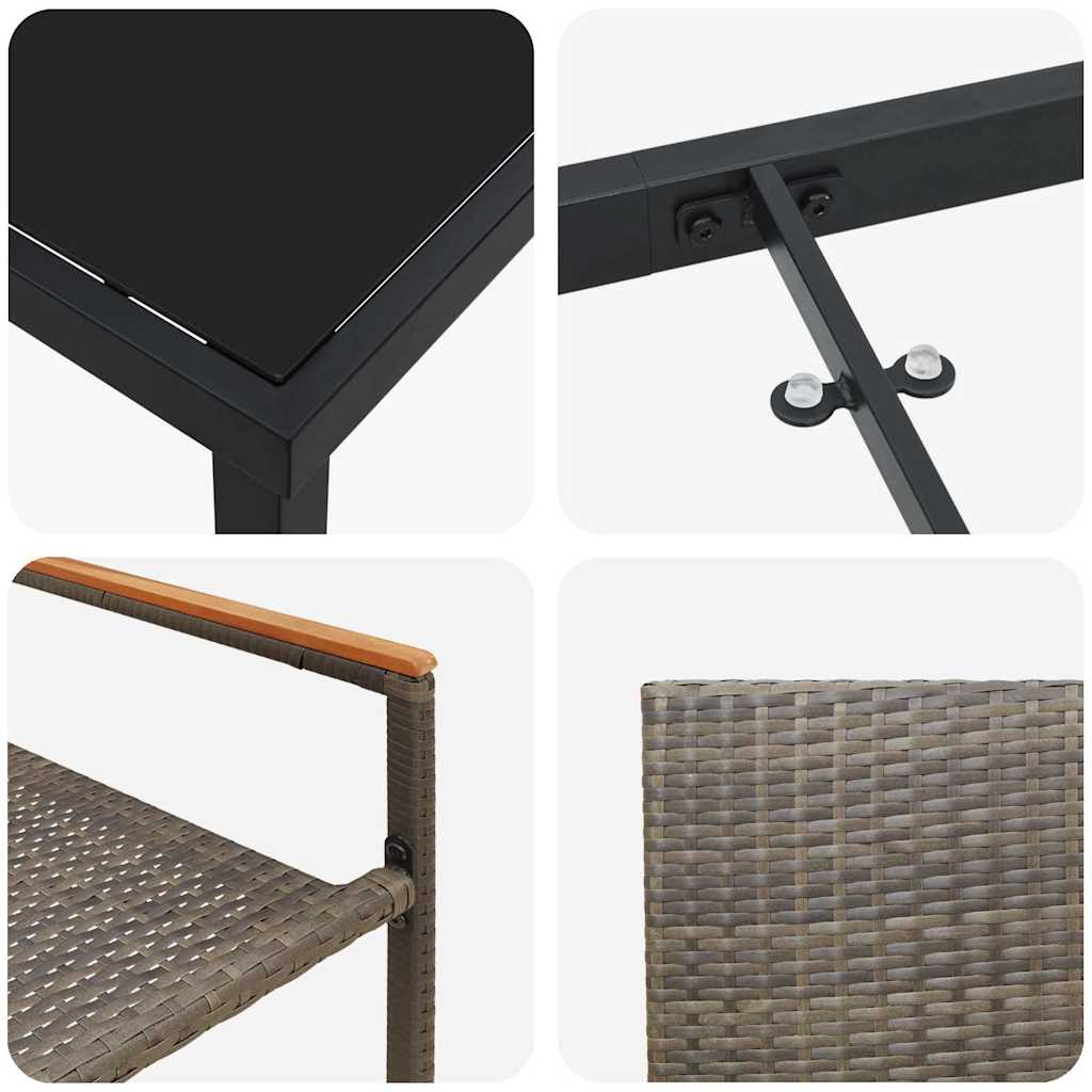 Set da Pranzo per Giardino 3 pcs Grigio Poly Rattan - homemem39