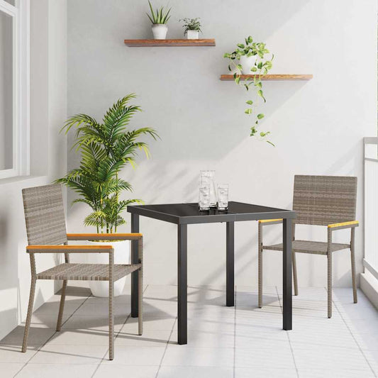 Set da Pranzo per Giardino 3 pcs Grigio Poly Rattan - homemem39