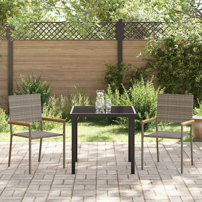 Set da Pranzo per Giardino 3 pcs Grigio Poly Rattan - homemem39