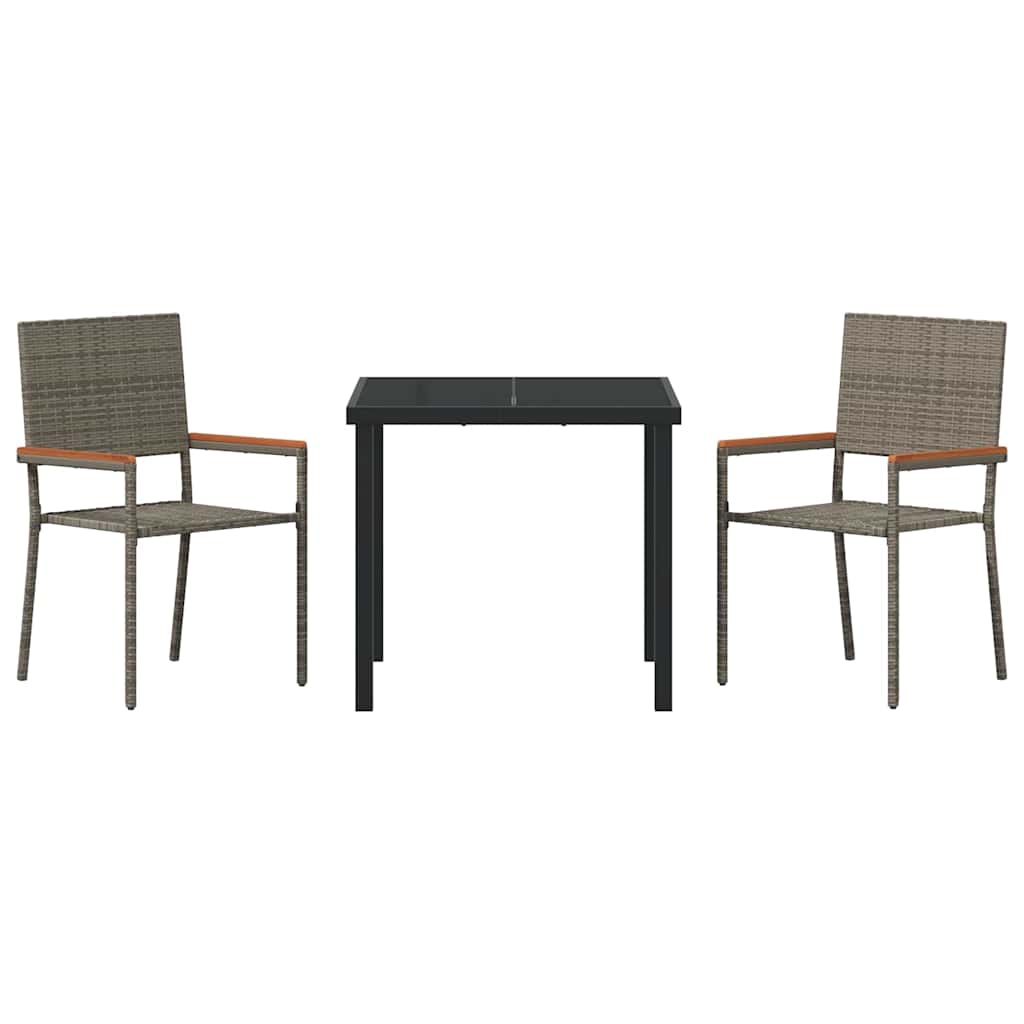 Set da Pranzo per Giardino 3 pcs Grigio Poly Rattan - homemem39