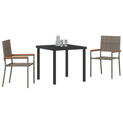 Set da Pranzo per Giardino 3 pcs Grigio Poly Rattan - homemem39