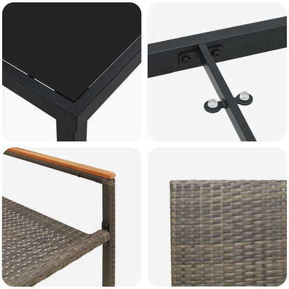 Set da Pranzo per Giardino 5 pcs Grigio Poly Rattan - homemem39