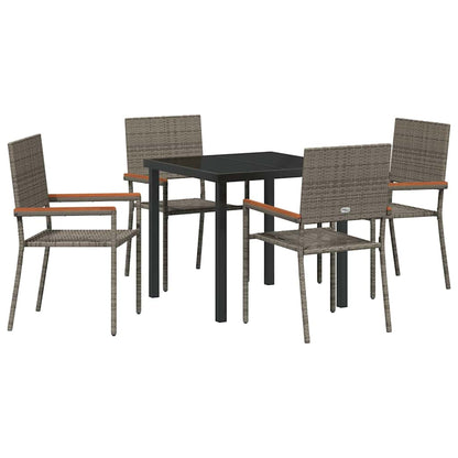 Set da Pranzo per Giardino 5 pcs Grigio Poly Rattan - homemem39