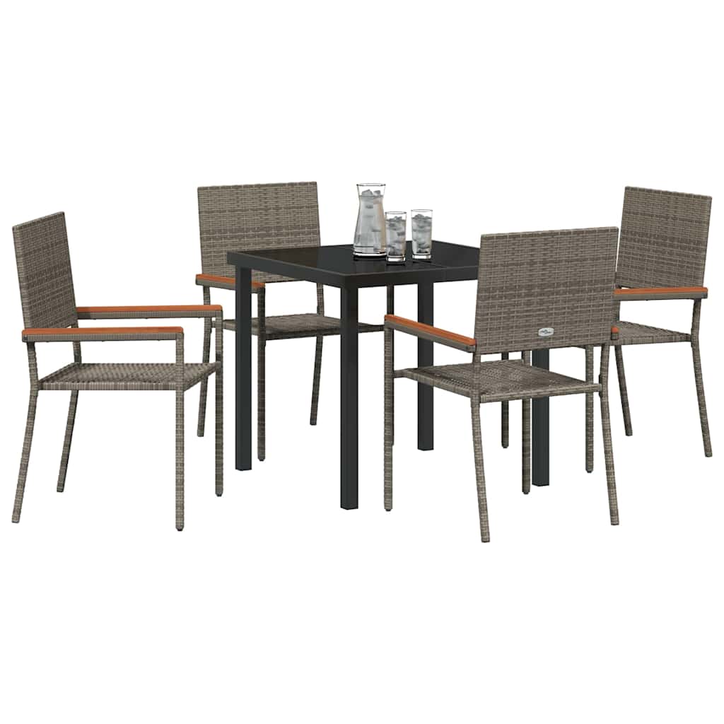 Set da Pranzo per Giardino 5 pcs Grigio Poly Rattan - homemem39