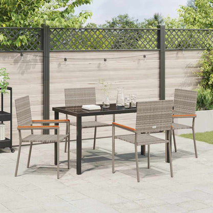 Set da Pranzo per Giardino 5 pcs Grigio Poly Rattan - homemem39