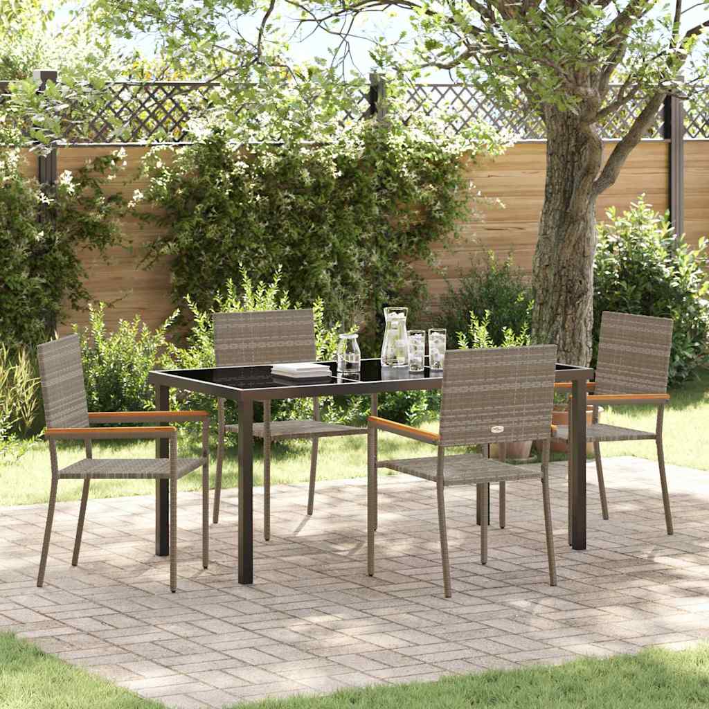 Set da Pranzo per Giardino 5 pcs Grigio Poly Rattan - homemem39