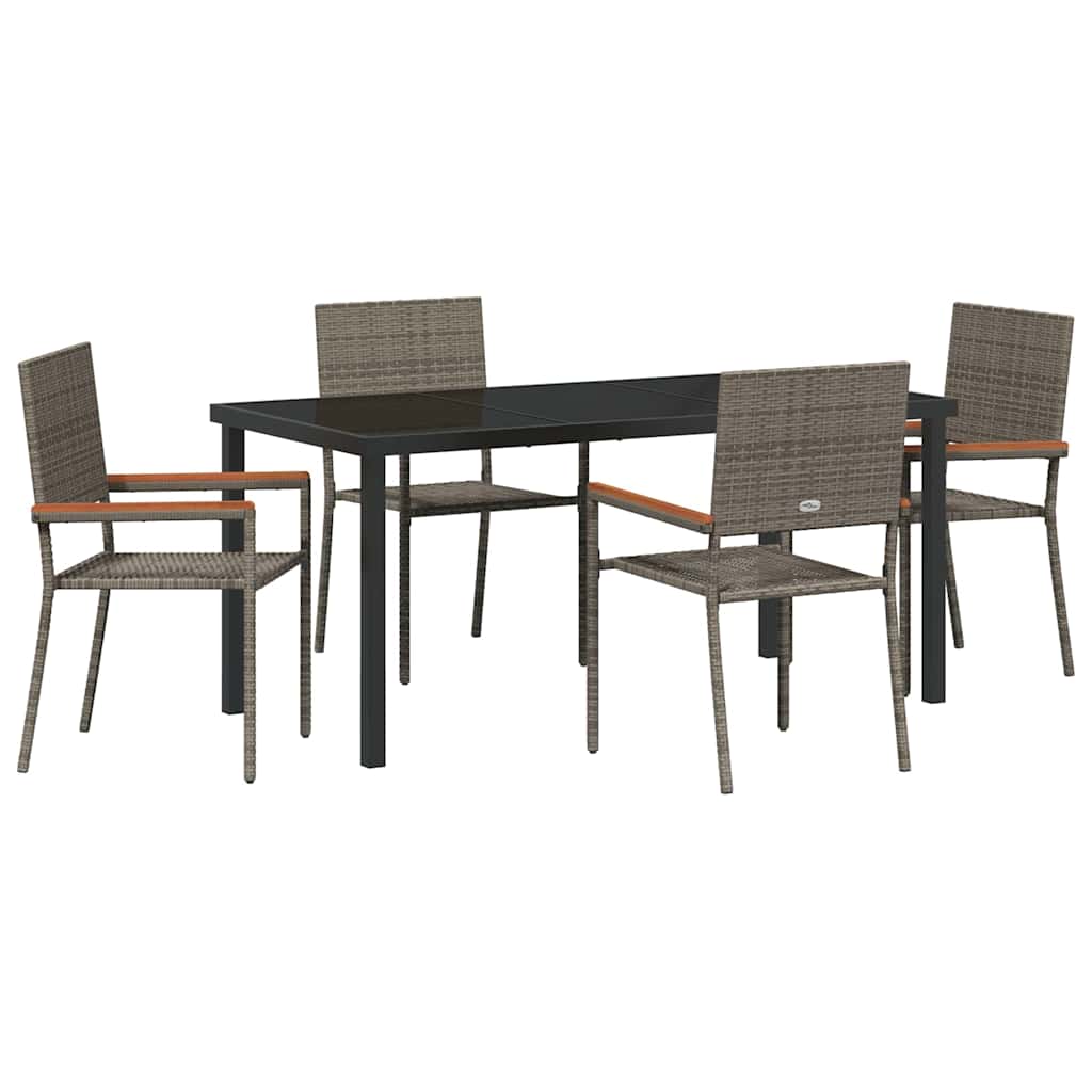 Set da Pranzo per Giardino 5 pcs Grigio Poly Rattan - homemem39