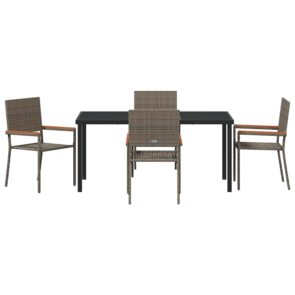 Set da Pranzo per Giardino 5 pcs Grigio Poly Rattan - homemem39