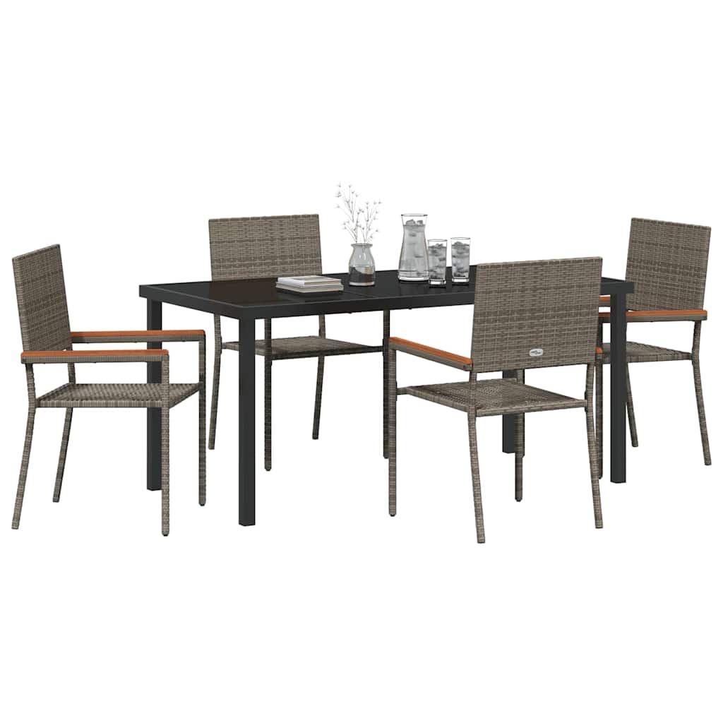 Set da Pranzo per Giardino 5 pcs Grigio Poly Rattan - homemem39