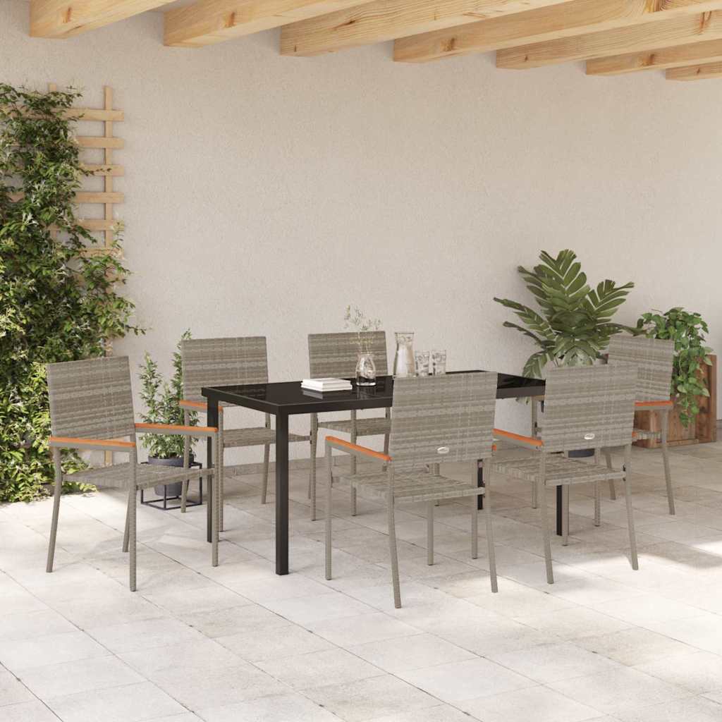 Set da Pranzo per Giardino 7 pcs Grigio Poly Rattan - homemem39