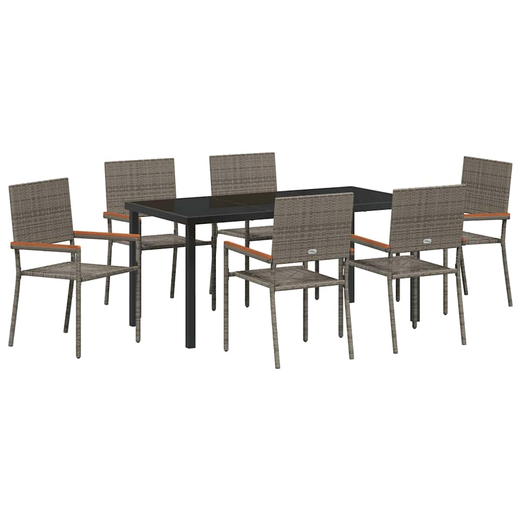 Set da Pranzo per Giardino 7 pcs Grigio Poly Rattan - homemem39