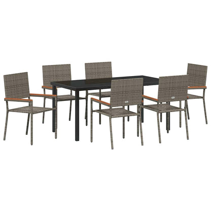 Set da Pranzo per Giardino 7 pcs Grigio Poly Rattan - homemem39