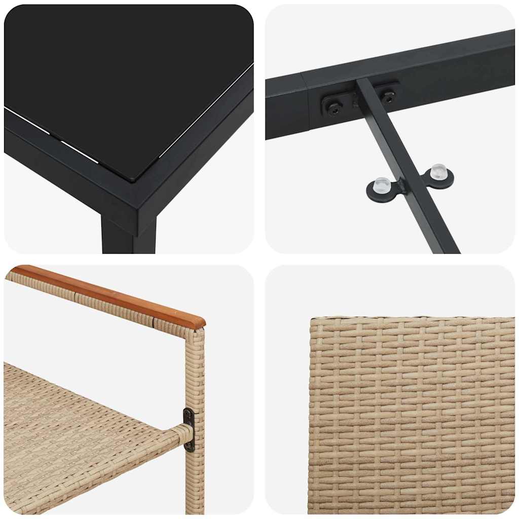 Set da Pranzo per Giardino 3 pcs Beige Poly Rattan - homemem39