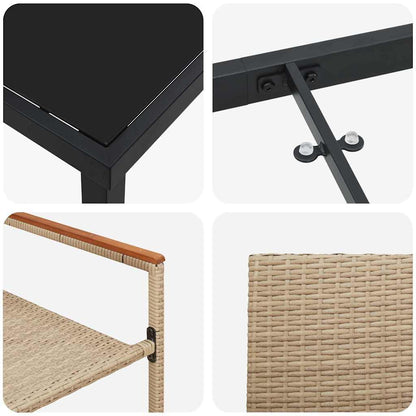 Set da Pranzo per Giardino 3 pcs Beige Poly Rattan - homemem39