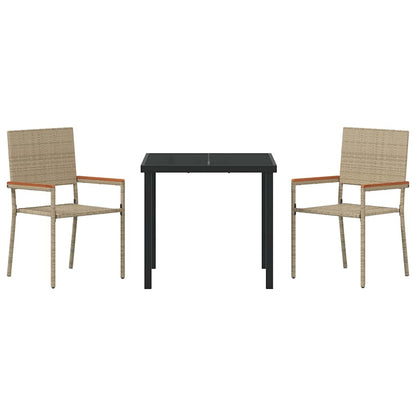 Set da Pranzo per Giardino 3 pcs Beige Poly Rattan - homemem39