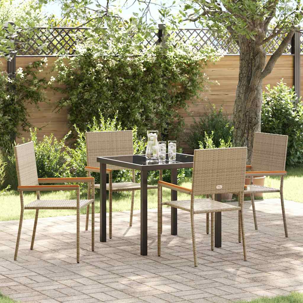 Set da Pranzo per Giardino 5 pcs Beige Poly Rattan - homemem39