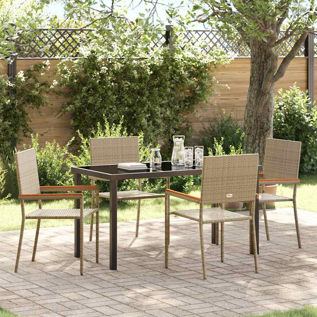 Set da Pranzo per Giardino 5 pcs Beige Poly Rattan - homemem39