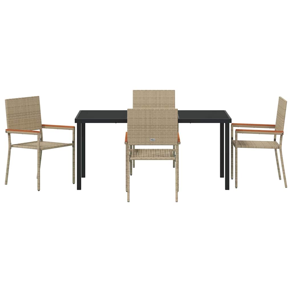 Set da Pranzo per Giardino 5 pcs Beige Poly Rattan - homemem39