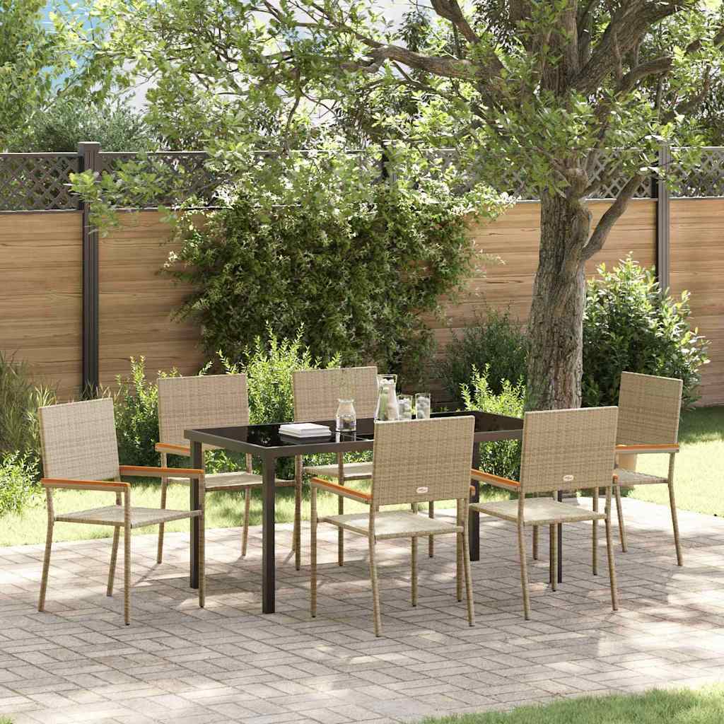 Set da Pranzo per Giardino 7 pcs Beige Poly Rattan - homemem39