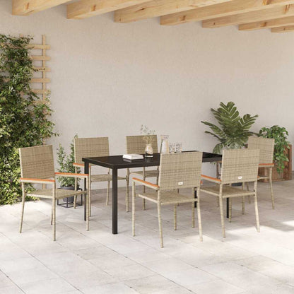 Set da Pranzo per Giardino 7 pcs Beige Poly Rattan - homemem39