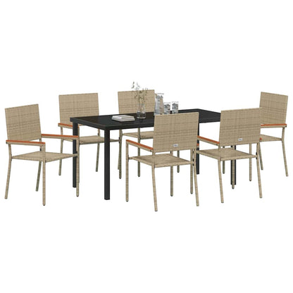 Set da Pranzo per Giardino 7 pcs Beige Poly Rattan - homemem39
