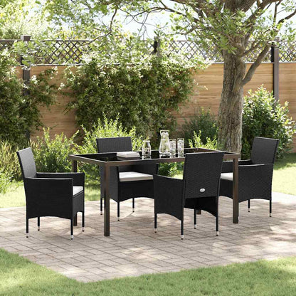 Set da Pranzo per Giardino con cuscino 5 pcs Nero Poly Rattan - homemem39