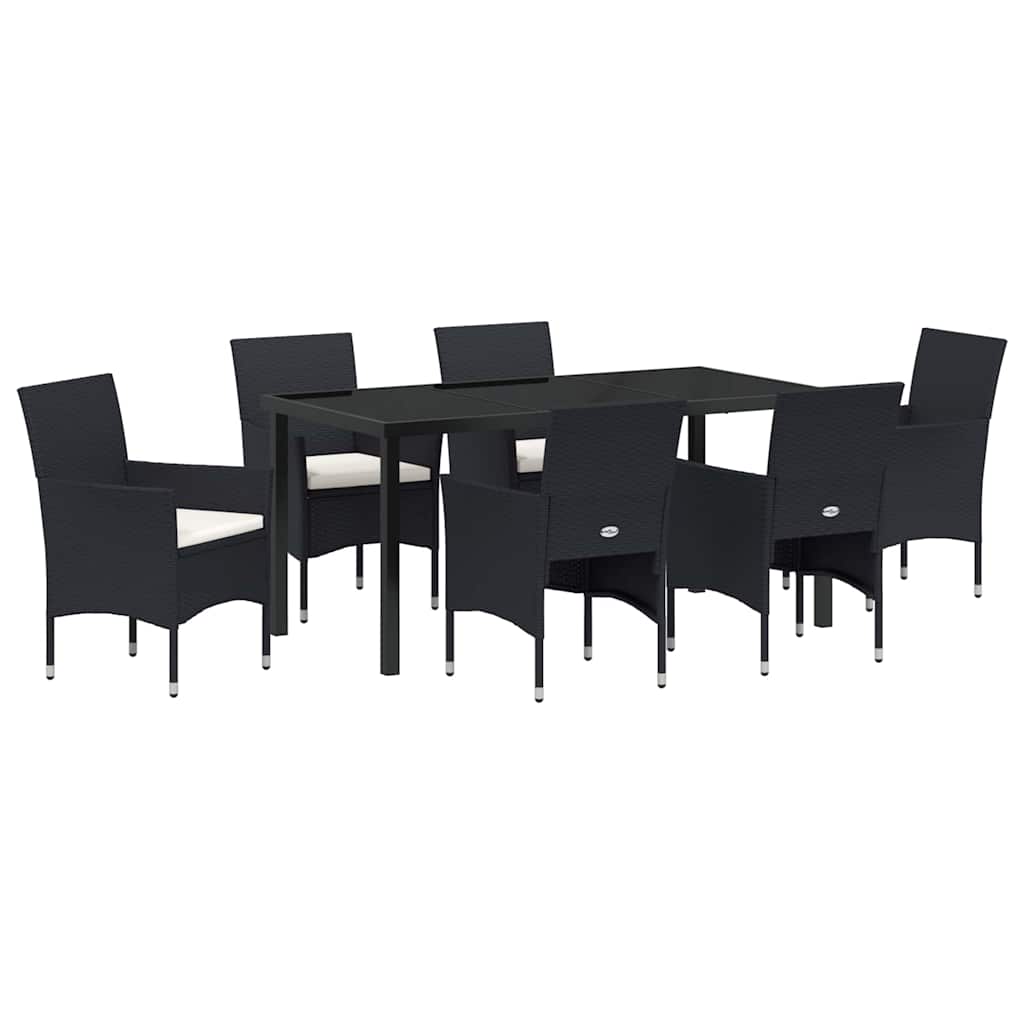 Set da Pranzo per Giardino con cuscino 7 pcs Nero Poly Rattan - homemem39