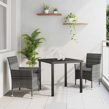 Set da Pranzo per Giardino con cuscino 3 pcs Grigio Poly Rattan - homemem39