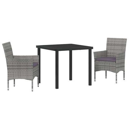Set da Pranzo per Giardino con cuscino 3 pcs Grigio Poly Rattan - homemem39