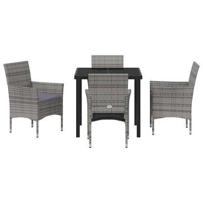 Set da Pranzo per Giardino con cuscino 5 pcs Grigio Poly Rattan - homemem39