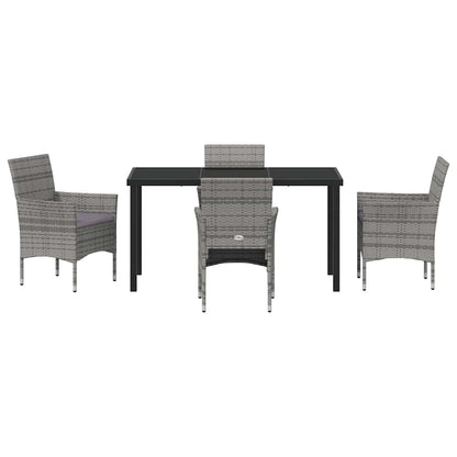 Set da Pranzo per Giardino con cuscino 5 pcs Grigio Poly Rattan - homemem39
