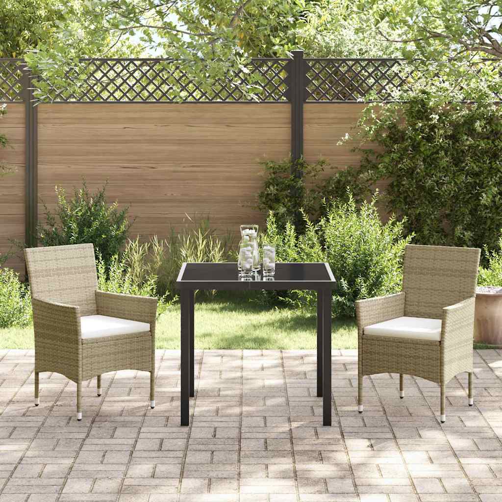 Set da Pranzo per Giardino con cuscino 3 pcs Beige Poly Rattan - homemem39