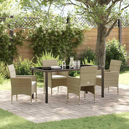 Set da Pranzo per Giardino con cuscino 5 pcs Beige Poly Rattan - homemem39