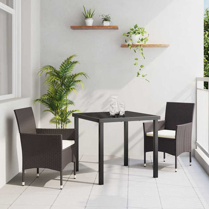 Set da Pranzo per Giardino 3 pcs Marrone Poly Rattan - homemem39